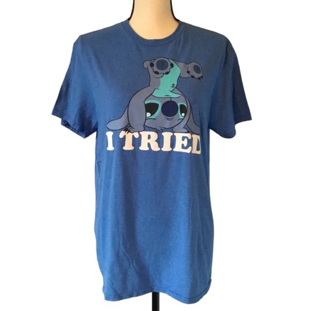 Disney women’s Stitch blue short sleeve crew neck t-shirt. Size medium